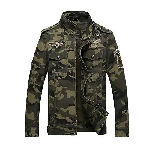 Produktbild: BaronHong Herren Slim Fit Military US Army Camouflage Jeansjacke (armeegrün, M)