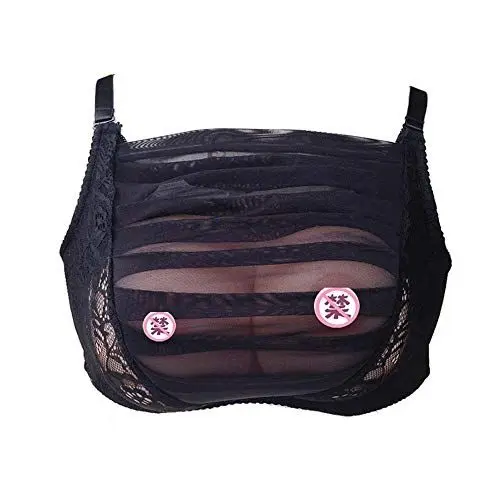 Produktbild: BaronHong Wireless-BH für künstliche Brüste, Brust-Crossdresser-Mastektomie aus Silikon, durchsichtig mit Streifen (schwarz, 85A)