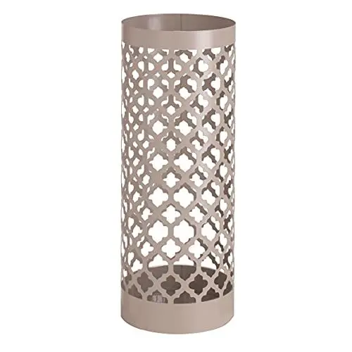 Produktbild: Baroni Home Schirmständer Modernes Design Regenschirmhalter aus Metall Classic Taupe mit 2 Haken und Abtropfschale abnehmbar 19 x 19 x 49 cm (Taupe)