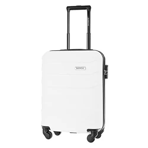 Produktbild: BARRENS Handgepäck Koffer Trolleys 55x40x20 cm Reisekoffer Hartschalenkoffer Cabin Size Suitcase Carry On Luggage Kabinenkoffer mit 4 Rädern Zahlenschloss Teleskopgriff Groß und Leicht (Weiß)