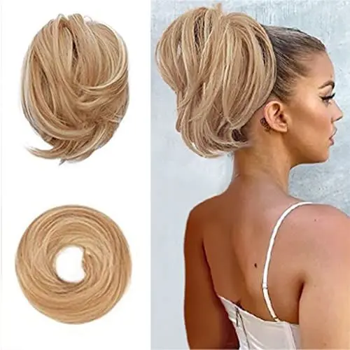 Produktbild: BARSDAR Haarteil Hair Extensions Haarknoten-Pferdeschwanz-Verlängerung,Gerades synthetisches Haarteil, kurzes Pferdeschwanz-Brötchen, Haarschmuck einfach Scrunchie für Frauen 22H613#