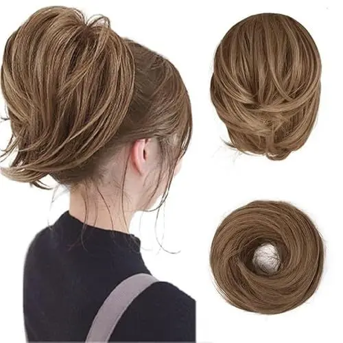 Produktbild: BARSDAR Haarteil Hair Extensions Haarknoten-Pferdeschwanz-Verlängerung,Gerades synthetisches Haarteil, kurzes Pferdeschwanz-Brötchen, Haarschmuck einfach Scrunchie für Frauen 12/24#
