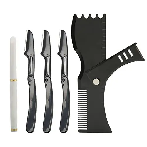 Produktbild: Bart Trimmer, ABS Bartformer Werkzeugset, Straight Edge Trimmer Kit, Grooming Beard Shaper Tool Set Bartschablone Führungsschablone Barber Pencil für Zuhause