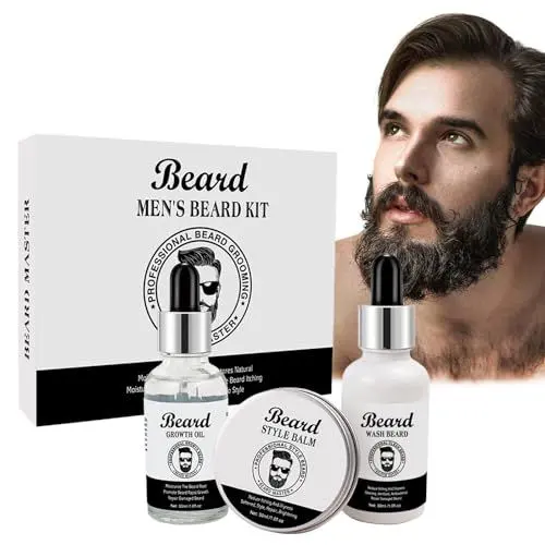 Produktbild: Bartpflege Set FüR MäNner,RasieröL Herren Bartshampoo FüR MäNner Bart Balsam Herren 3er Pack,Macht Den Bart Weich SchüTzt Und StäRkt Den Bartwuchs Bart GläTter Bartwachs,Bart Wachstum Bartpflege Set