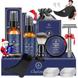 Produktbild: Bartpflege Set für Männer, Hochwertig Bart Rasierset Geschenke für Männer - Bartwuchsmittel Herren mit Bartöl, Rasiercreme, After Shave Lotion, Rasierhobel, Rasierpinsel, Bartschablone, Bartschürze