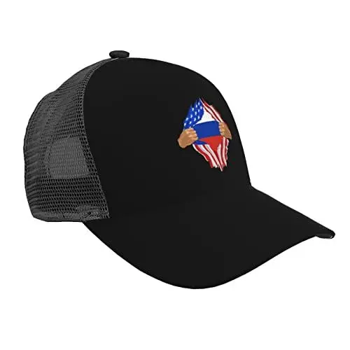 Produktbild: Baseballkappe Hand Tear Flag of Russia Baseball Cap Breathable Curved Brim Mesh Caps Sun Visor Hip-Hop Hat Adjustable Trucker Hats