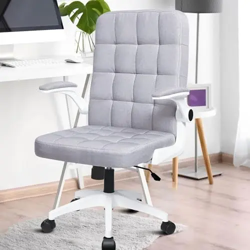 Produktbild: BASETBL Chefsessel Bürostuhl 150 kg, Schreibtischstuhl grau mit hohe Rückenlehne, Office Chair bürosessel klappbaren Armlehnen, Home Office Stuhl Drehstuhl, Kinder Jugendliche Studie, für Erwachsene