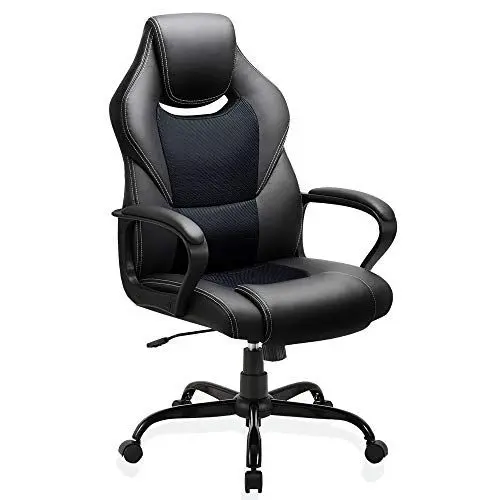 Produktbild: BASETBL Bürostuhl Chefsessel 150kg Schreibtischstuhl, Bürosessel Office Chair Gaming Stuhl, Bürostühle ergonomisch PU Leder, PC Stuhl Drehstuhl Hat weiche gepolsterte Armlehnen, Wippfunktion, schwarz