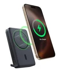 Produktbild: Baseus Nomos Qi2 Magsafe Powerbank, 15W Magnetische Power Bank für iPhone 16/15/14/13, Externe Batterie 45W USB-C Schnellladung, 10000mAh Powerbank Faltbare mit Anzeige, Klein Aber Stark, Schwarz