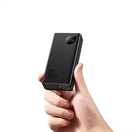 Produktbild: Baseus Power Bank 10000mAh, PD 30W Powerbank klein Aber Stark, USB C QC 3.0 Fast Charging Externe Handyakkus mit LED Display für iPhone MacBook Air iPad Samsung Huawei Xiaomi