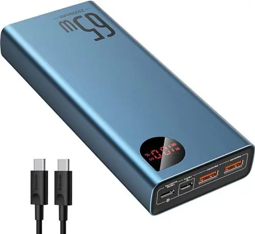 Produktbild: Baseus Power Bank, 20000mAh 65W Powerbank Schnellladefunktion USB C Input & Output, Externer Handyakkus für Laptop, MacBook, Surface, Steam Deck, ROG Ally, iPad, Switch, iPhone, Samsung Galaxy S23 etc
