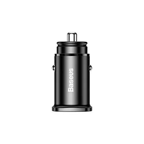 Produktbild: Baseus Square Metal Auto Ladegerät, USB-C KFZ Ladegerät mit PD 3.0 Schnellladung für iPhone 12, iPhone 11, iPad Pro, Quick Charge 4+ für Samsung Galaxy S20, S10 und S9, 30W für Huawei, Schwarz