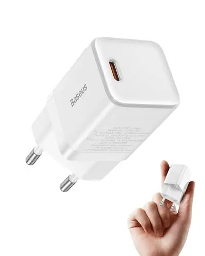 Produktbild: Baseus USB C Netzteil, 30W High-Speed USB C Ladegerät, PD 3.0 und PPS Schnellladeleistung, Kompatibel mit iPhone 15/14/13 Serie, Xiaomi, Pixel, Galaxy, iPad, und mehr (Weiß)