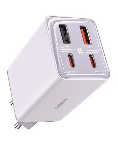 Produktbild: Baseus USB C Netzteil, 65W High-Speed USB C Ladegerät, PD 3.0 und PPS Schnellladeleistung, GaN Charger Kompatibel mit MacBook Pro/Air, Surface, Laptop, iPhone 15-12 Serie, Pixel, Galaxy, iPad(Violett)