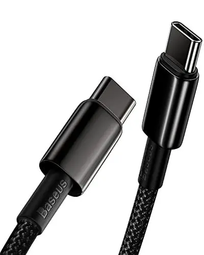 Produktbild: Baseus USB C auf USB C Kabel 100W, PD 5A QC 4.0 Schnellladung USB C Ladekabel, Zinklegierung Typ C Kabel für MacBook Pro iPad Air Mini Samsung Galaxy S23 S22 S21 S20, Steam Deck