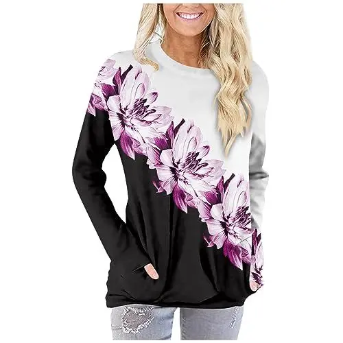 Produktbild: Basic Tops Für Damen Y2K Tops Damen T Shirts Loose Fit Sportliche Tops Enge Langarm Shirts Für Damen Blusen Elegant TopsFür Damen 2023 Hemds Lässig Damen Tops Süße Shirts Festliche