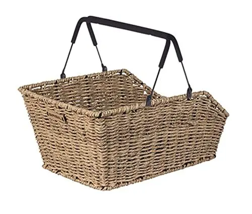 Produktbild: Basil B.V. Unisex – Erwachsene Cento Rattan Look MIK Fahrradkörbe, Silber, 47x34x26,5cm
