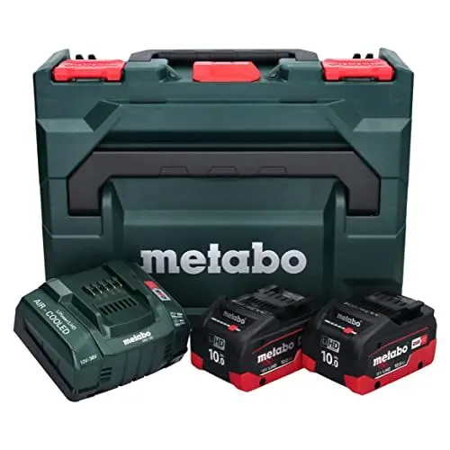 Produktbild: Metabo Basis-Set 4 x LiHD 10 Ah ASC 145 DUO + mB – 685143000 – Akkuset für vierfache Power und doppeltes Schnellladen für maximale Leistung – Inklusive 18-V-Akkus und Ladegerät