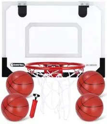 Produktbild: Basketballkorb Indoor Set für Kinder Zimmer Basketball Mit 4 Ball Pumpe Sport Spielzeug Büro Board Ballnetz Office Home 40x30cm Outdoor Basketballbrett Wandmontage