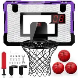 Produktbild: Basketballkorb Kinder Indoor fürs Zimmer, Mini Basketballkorb Tür mit Elektronische Anzeigetafel, Faltbar, 3 Basketball, Sport Spielzeug für Jungen