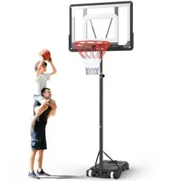 Produktbild: Basketballkorb Outdoor Kinder Basketball ständer: 150-210 cm Höhenverstellbar Basketballständer mit 80x60 cm bruchsichere Rückwand, Vergrößerter Basis und Rollen für Kinder/Jugendliche
