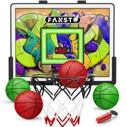 Produktbild: Basketball Hoop Set with Ball and Pump for Hanging Over The House, Mini Basketball Hoop Over The Door, Anti Bump Backboard and Mute Switch, Door Space Basketball Toy, Gift for 5-12 Old Boys
