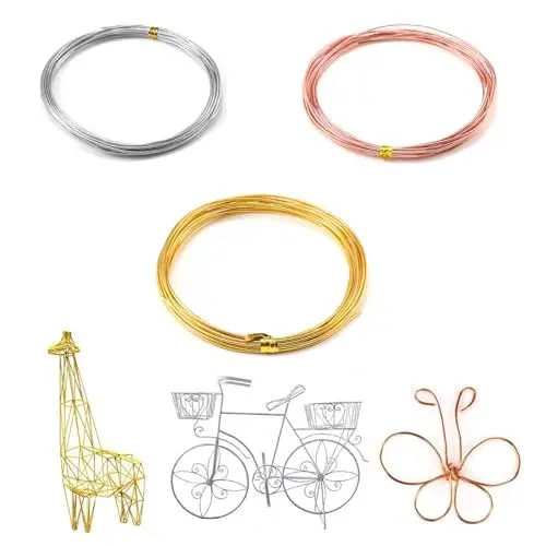 Produktbild: Basteldraht, 3 PCS Schmuckdraht, Aluminiumdraht Kunsthandwerk, Modellierdraht, Aluminiumdraht Schmuck, für Schmuckherstellung Bastelarbeiten(Gold, Silver, Rose Gold, 2MM x 5M)