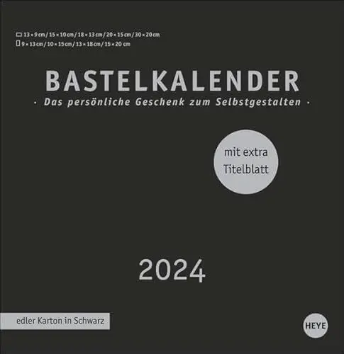 Produktbild: Bastelkalender 2024 Premium schwarz groß. Blanko-Kalender zum Basteln mit extra Titelblatt für eine persönliche Gestaltung. Foto- und Bastelkalender 2024.