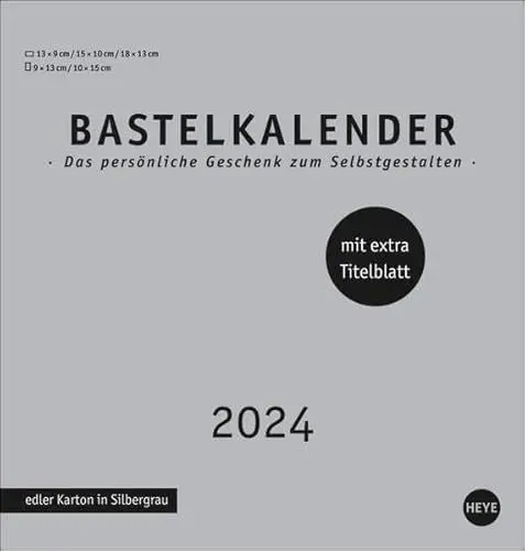 Produktbild: Bastelkalender 2024 Premium silbergrau mittel. Blanko-Kalender zum Basteln mit extra Titelblatt für eine persönliche Gestaltung. Foto- und Bastelkalender 2024.