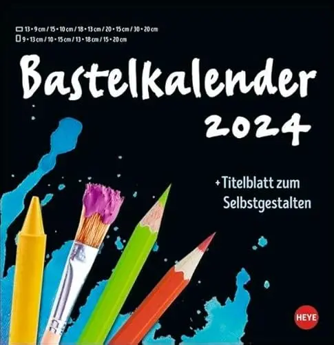Produktbild: Bastelkalender 2024. Schwarzer Wandkalender zum Selbstgestalten. Quadratischer Kalender 2024 zum Basteln. Kalender mit 12 Seiten zum Bemalen und Bekleben. 32 x 33 cm.