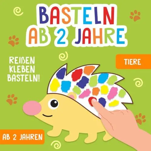 Produktbild: Basteln ab 2 Jahre: Tiere - Reißen, Kleben, Basteln! - Das große kunterbunte Bastelbuch für Kinder mit farbigen Bastelvorlagen! - Für Mädchen und Jungen
