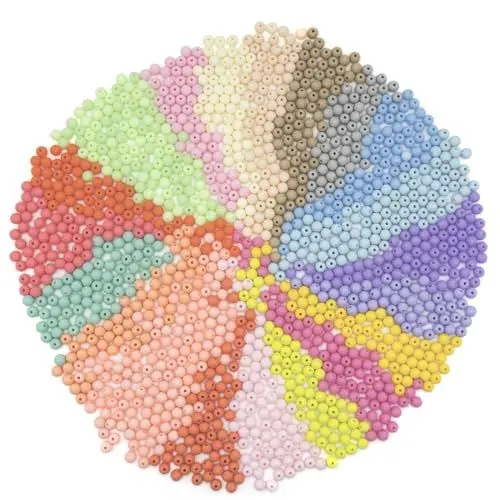Produktbild: Bastelperlen zum Auffädeln ca. 1500 Stück Perlen Pastell für Armbänder Selber Machen Acrylperlen 6mm Kinder und Erwachsene Mehrfarbig Matte Perlen Basteln für Armbänder Schmuck