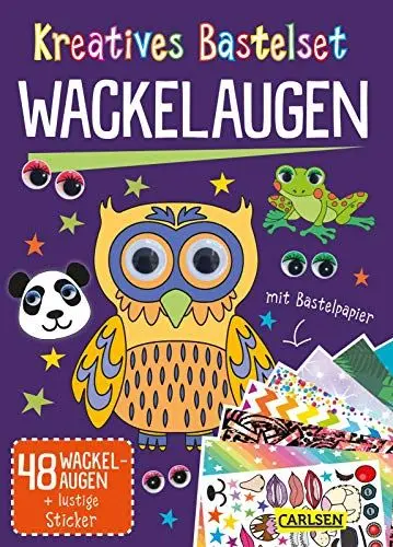 Produktbild: Bastelset für Kinder: Kreatives Bastelset: Wackelaugen: Set mit Ausmalmotiven, selbstklebenden Wackelaugen und bunten Stickern