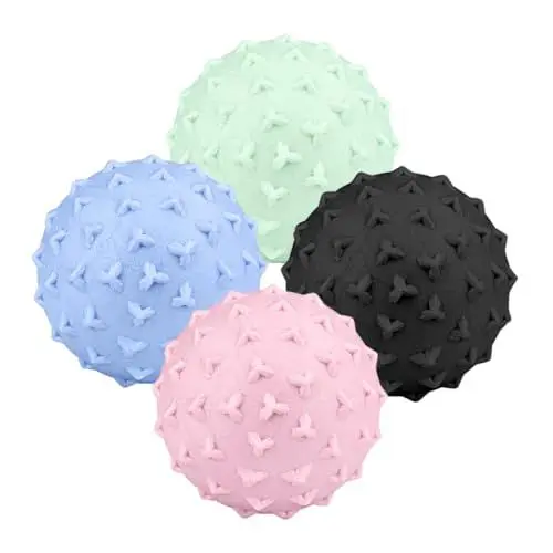 Produktbild: BATHVEVE 4 Stück Yoga Massagebälle Leichte Faszienbälle für Rücken Nacken und Füße Effektive Entspannung für Zuhause Blau Grün und Schwarz