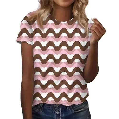 Produktbild: Batik Shirt Damen Basic Shirt Damen Longbluse Damen Weißes Oberteil Damen Tshirt Damen Pink Longshirt Damen Große Größen Lockeres Damen-T-Shirt für Den Sommer Tshirt Damen Rosa S