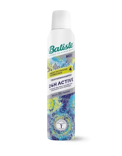 Produktbild: Batiste Trockenshampoo 24H Active 200ml, ohne Ausspülen, Haarpflege Spray mit belebendem Duft, Sweat Activated Technologie, vegan & unsichtbar, von Batiste Hair Care