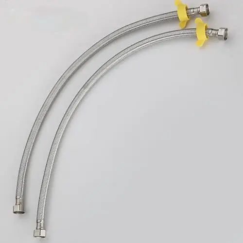 Produktbild: BAtlam 304 Edelstahl-Becken- und Toilettenwasser-Gewebter Sanitärschlauch, Badezimmerheizung, Flexible Verbindungsrohre mit Schraubenschlüssel, 50 cm (Chrom 60 cm)