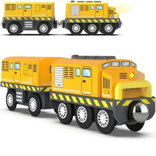 Produktbild: Zuoan Batteriebetriebener Lokomotivzug (magnetische Verbindung) - Leistungsstarke Lokomotive, motorisiertes Zugset, kompatibel mit Thomas, Brio, Chuggington - Zugspielzeug für Kleinkinder