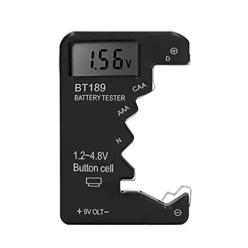 Produktbild: Batterietester mit LCD Display, Universeller Batterietester für AA AAA 6F22 9 V 1.5 V Batterie, Batterietester für Haushaltsbatterien – Kleine Elektrische Geräte (Schwarz)