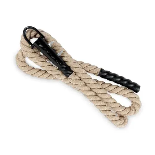 Produktbild: Battle Rope Für Erwachsene, 38mm Schlingentrainer Rope, Fitnessstudio Trainingsseil Armtraining Seil, Fitnessstudio Muskelaufbau Kletterseil Mit Karabiner-ösenhaken Für Erwachsene, 300 Cm