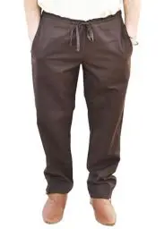 Produktbild: Battle-Merchant Mittelalter-Hose weit, gerade geschnitten, Hagen, LARP-Hose Wikingerhose Herren Ritterhose Baumwolle Piratenhose für Männer Mittelalter,Braun,XXL