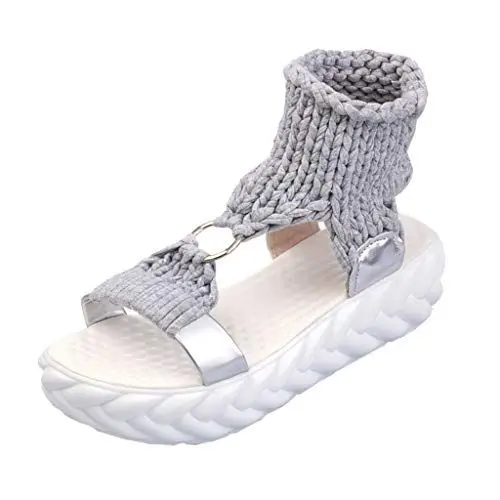 Produktbild: Battnot Damen Sandalen Plateau Sommer, Frauen Mädchen Casual Open Toe Schnalle Plattformen Med Heel Schuhe Böhmischen Mode Flache Beiläufige Sandalen Strand Flache Schuhe Frau Geschenk Freizeitschuhe