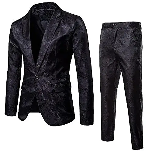 Produktbild: Battnot Herren Anzug 2 Teiliger Set Slim Fit Muster Mantel&Hose, Männer Blazer für Hochzeit und Party Business Casual Schlanker Einzelne-Knopf-Hochzeitsfest-Kleid Jacke Suit Regular Fit Mens Top