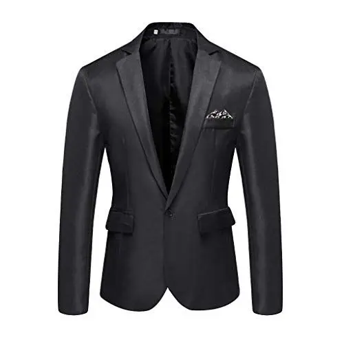 Produktbild: Battnot Herren Anzug Slim Fit Schwarz Blazer, Klage-Oberseiten der Männer Hochzeit Charme EIN Knopf Solide Tasche Formal Langarm Business Suit Jacke Anzüge Coat Tops Bluse Mantel Mens Outwear M-3XL