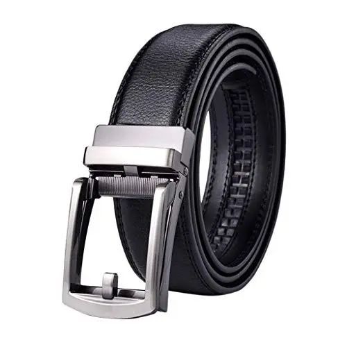 Produktbild: Battnot Herren Gürtel Ledergürtel Ratsche Automatik Schnalle Metall Hypoallergenic Zweilagiges Rindsleder stufenlos verstellbarer mit Eisenschnalle, Belt für Männer Länge 110 cm, Breite ca. 3,5 cm