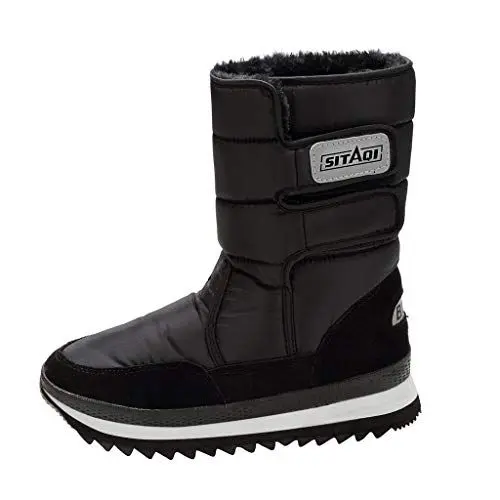 Produktbild: Battnot-Herren Damen Schneestiefel Unisex Winterschuhe Wadenfutter Outdoor wasserdichte Schwarz Retro Warme Winterstiefel Freizeit Kurze, Männer Arbeitsschuhe Stiefeletten Mens Booties Gr.36-46