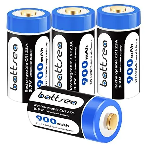 Produktbild: Battsea wiederaufladbare Compatible with Arlo Ersatzbatterien 900mAh 3.7V, Compatible with Arlo Kamera VMC3030 VMK3200 VMS3230 VMS3330 VMS3430, Taschenlampen, Mikrofon, Rauchmelder, Wecker (4 Packung)