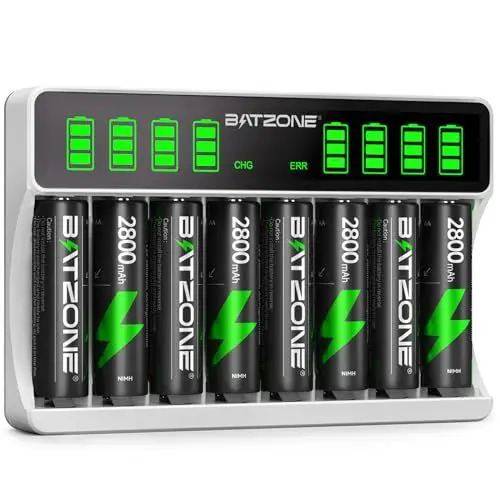 Produktbild: BATZONE Akku Ladegerät mit 8 x AA wiederaufladbar Batterie