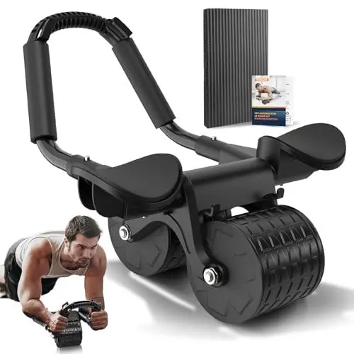 Produktbild: Bauchroller Bauchmuskeltrainer Roller, Automatische Rebound-Bauchrolle Für Bauchmuskeltraining, Bauchtrainer Ab Roller mit Kniematte, Ab Wheel mit Ellbogenunterstützung und Stabilen Doppelrädern