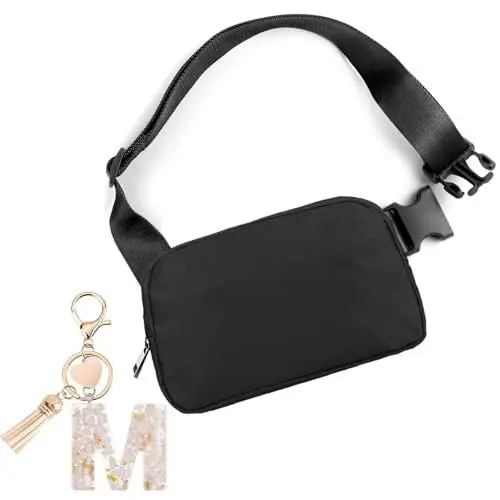 Produktbild: Bauchtasche Damen Herren Gürteltasche Mode Hüfttaschen mit Schlüsselanhänger Buchstabe Brustbeutel Umhängetasche Crossbody Bag Modische Fanny Pack(Herren Frauen Bauchtasche-S)